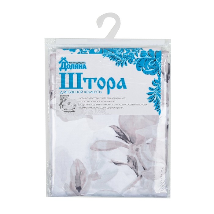 Штора для ванной "Цветы сакуры", 180х180 см, полиэстер