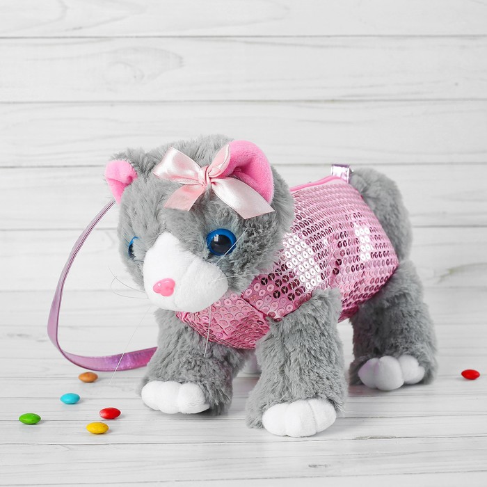 Мягкая сумка "Котик в розовой одежде"