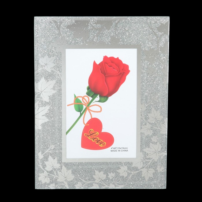 Фоторамка стекло 10х15 см "Листья клёна на серебре" 22х16,8 см