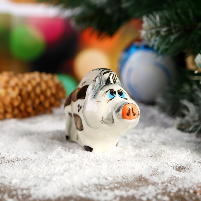 Сувенир "Кабан" фарфор, цветной, 5х9 см