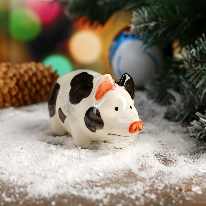 Сувенир "Свинья пегая" фарфор, 5 см