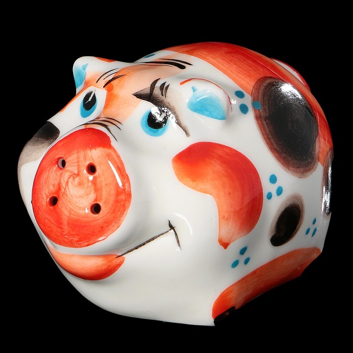 Солонка "Свинка" фарфор, 9 см, авторская роспись