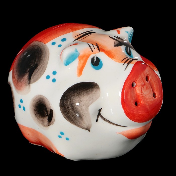 Солонка "Свинка" фарфор, 9 см, авторская роспись