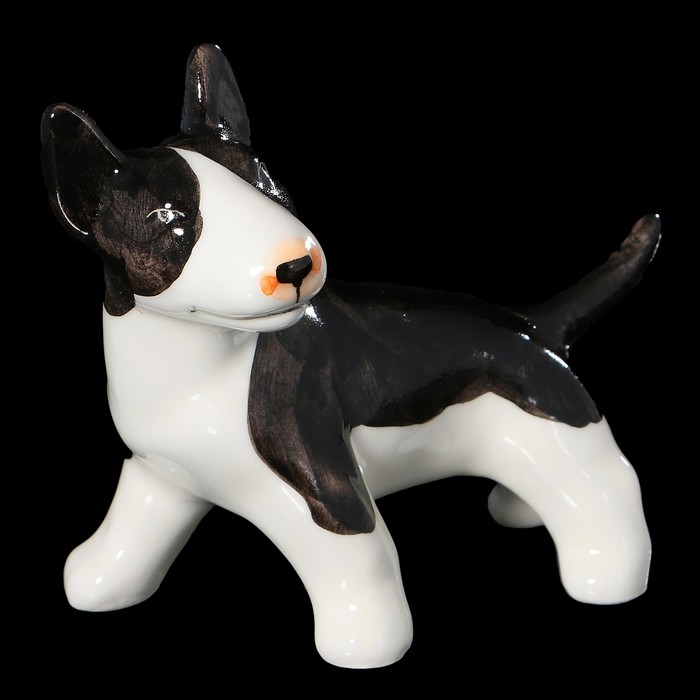 Статуэтка фарфоровая "Бультерьер в стойке. Чёрно-белый"