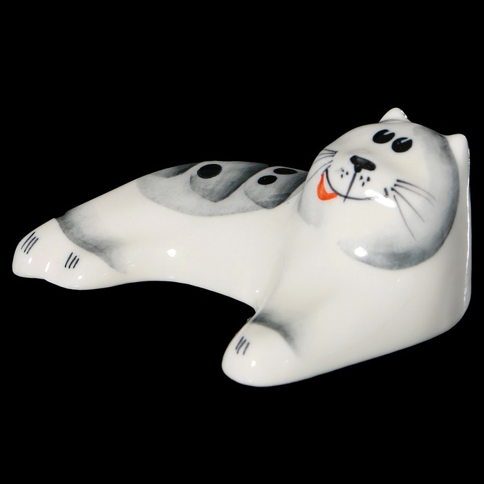 Статуэтка фарфоровая "Кот Борис. Серый", авторская роспись, 9х4 см