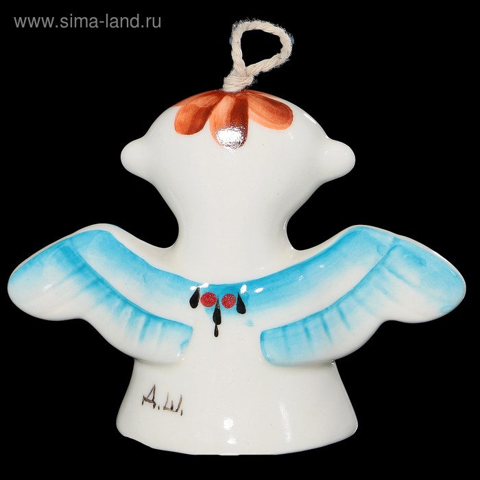 фото Колокольчик фарфоровый "ангел", авторская роспись, 8 см весёлый фарфор