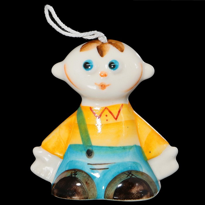 Колокольчик фарфоровый "Мальчик", авторская роспись, 9 см
