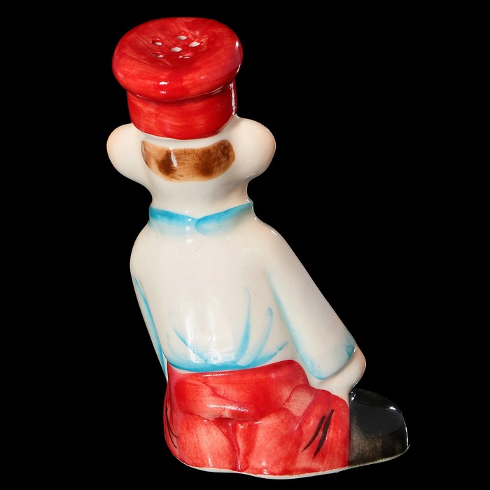 Солонка фарфоровая "Помощник повара", авторская роспись, 10х5х7 см