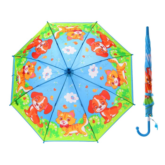 Зонт детский "Домашние животные", r=45 см, со свистком