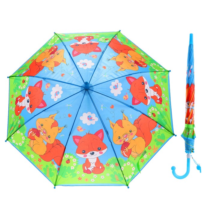 Зонт детский "Лесные животные", r=45 см, со свистком