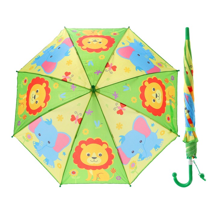 Зонт детский "Зоопарк", r=45 см, со свистком
