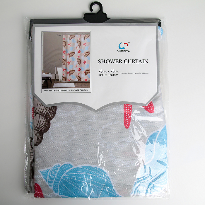 Штора для ванной "Ракушки", 180х180 см, полиэстер