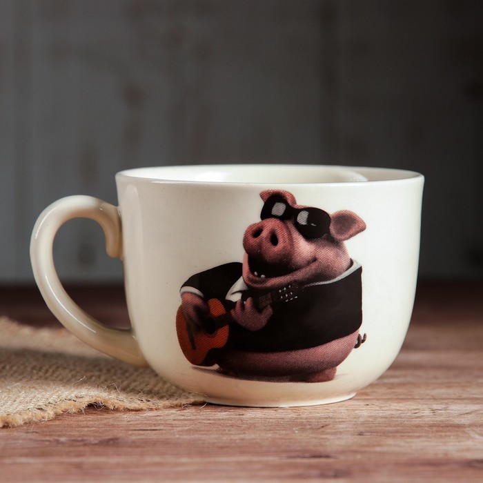 Бульонница 0,5 л "Аппетитка" слоновая кость, свинки, деколь, микс