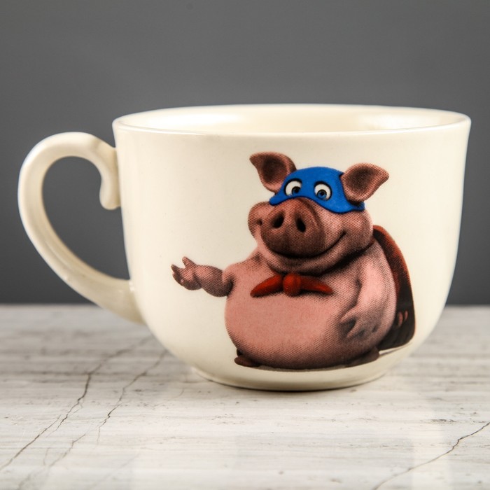 Бульонница 0,5 л "Аппетитка" слоновая кость, свинки, деколь, микс