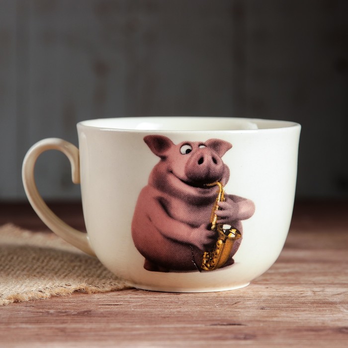 Бульонница 0,5 л "Аппетитка" слоновая кость, свинки, деколь, микс