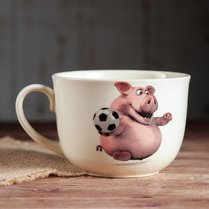 Бульонница 0,5 л "Аппетитка" слоновая кость, свинки, деколь, микс