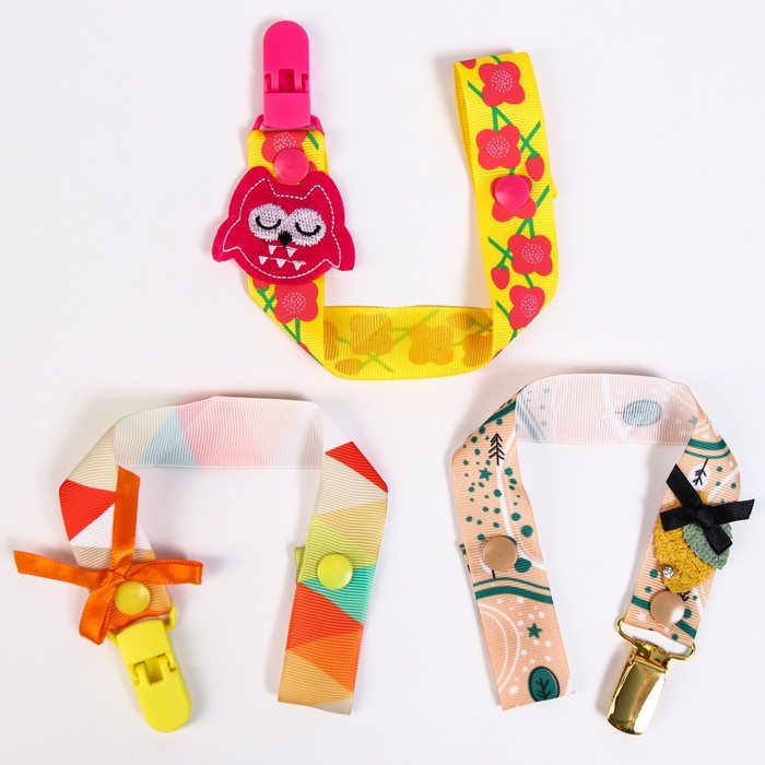 Держатель для пустышки, ниблера «Совушка» на ленте