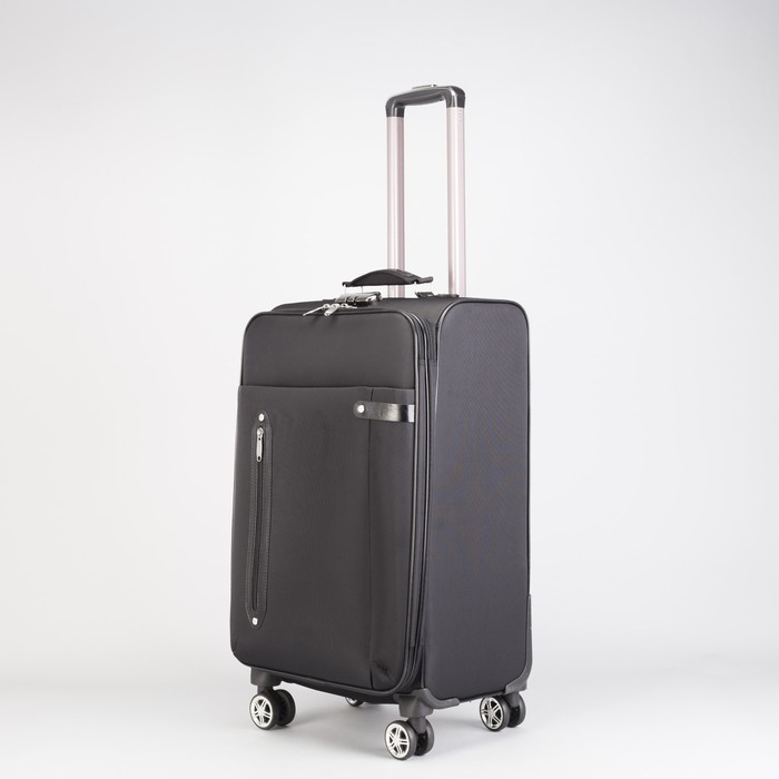 Чемодан средний 24", «Полёт», 2 отдела на молниях, наружный карман, кодовый замок, 4 колеса, цвет чёрный