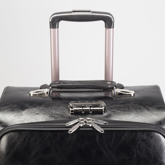 Чемодан средний 24", «Стиль», 2 отдела на молниях, наружный карман, кодовый замок, 4 колеса, цвет чёрный