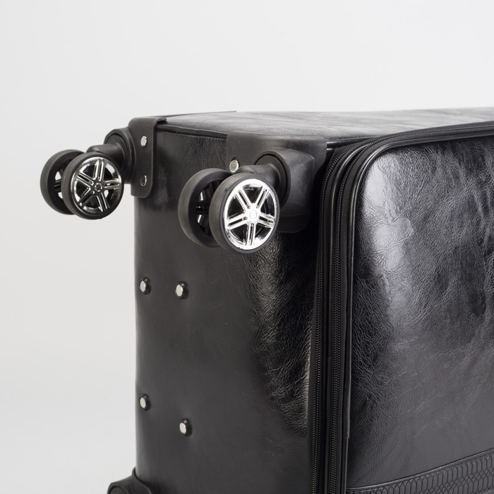 Чемодан средний 24", «Стиль», 2 отдела на молниях, наружный карман, кодовый замок, 4 колеса, цвет чёрный