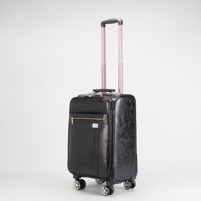 Чемодан малый 20", «Стиль», 2 отдела на молниях, наружный карман, кодовый замок, 4 колеса, цвет чёрный
