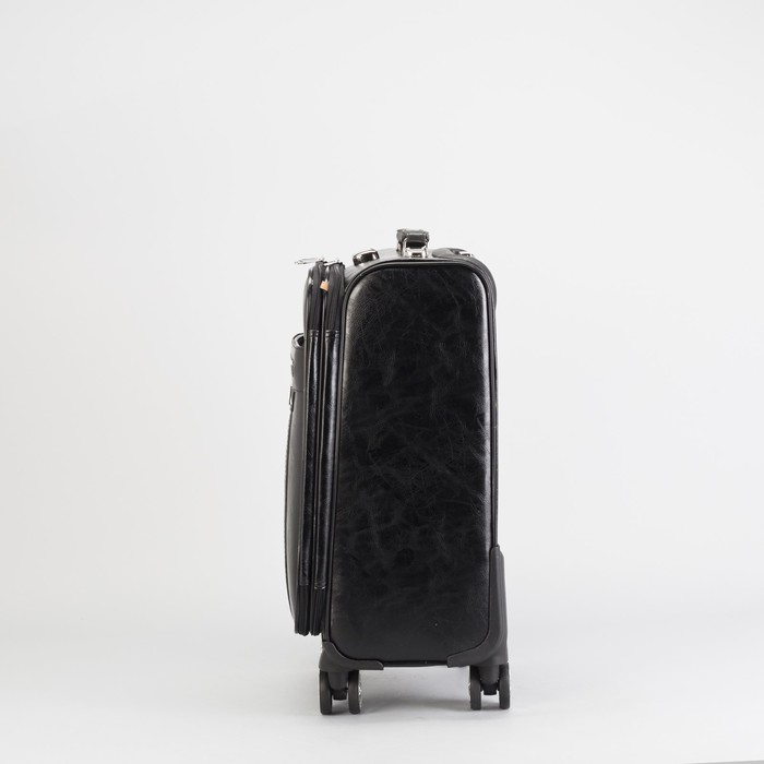 Чемодан малый 20", «Стиль», 2 отдела на молниях, наружный карман, кодовый замок, 4 колеса, цвет чёрный