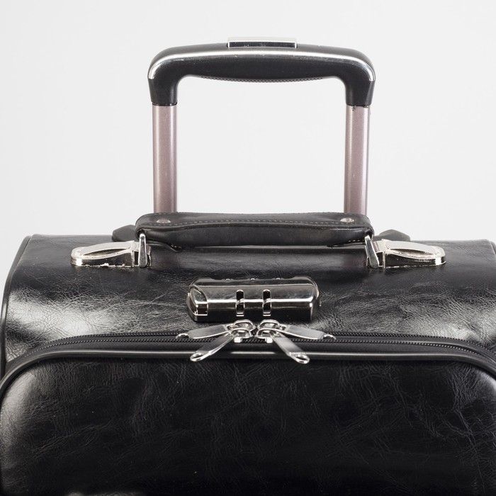 Чемодан малый 20", «Стиль», 2 отдела на молниях, наружный карман, кодовый замок, 4 колеса, цвет чёрный