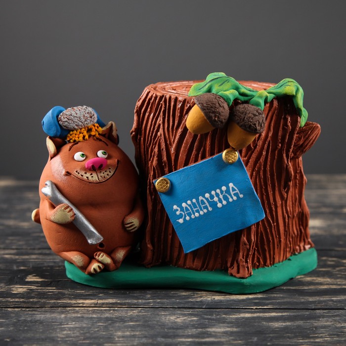 Копилка "Пень с котом" микс