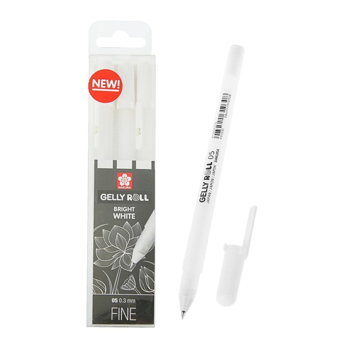 Ручка гелевая для декоративных работ набор 3 штуки Sakura Gelly Roll 0.3 мм белый