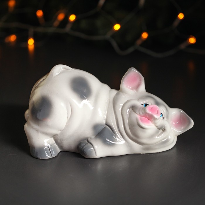 Копилка "Поросенок шалун" белый, глянец