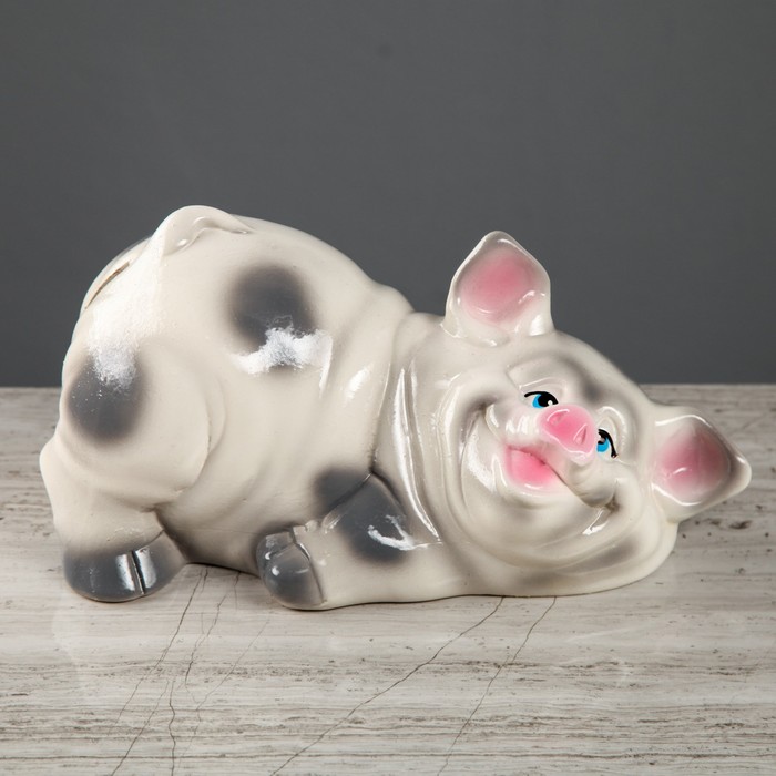Копилка "Поросенок шалун" белый, глянец