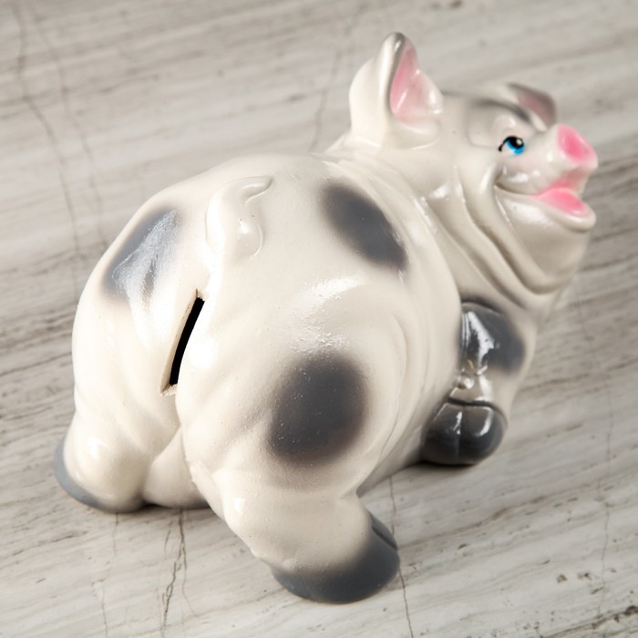 Копилка "Поросенок шалун" белый, глянец