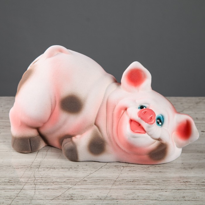 Копилка "Поросенок шалун" белый, флок