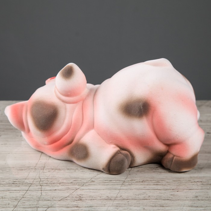 Копилка "Поросенок шалун" белый, флок