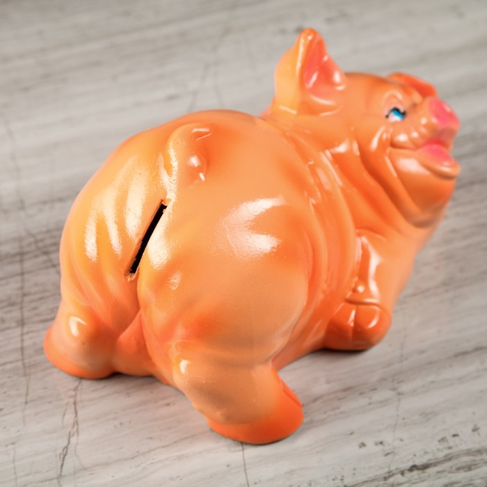 Копилка "Поросенок шалун" персиковый, глянец