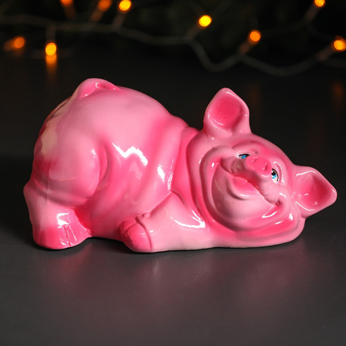 Копилка "Поросенок шалун" розовый, глянец