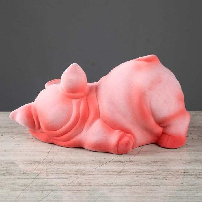 Копилка "Поросенок шалун" розовый, флок