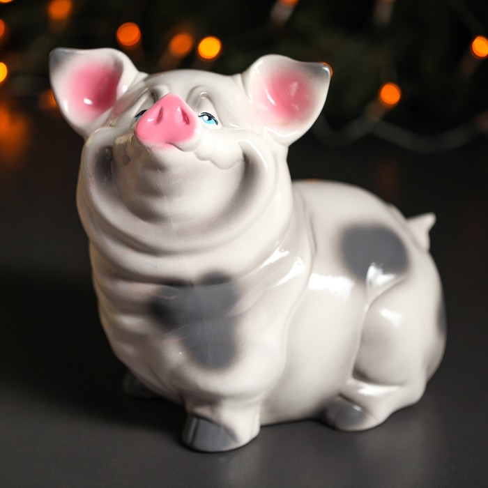 Копилка "Свинка Нюся" белая, глянец