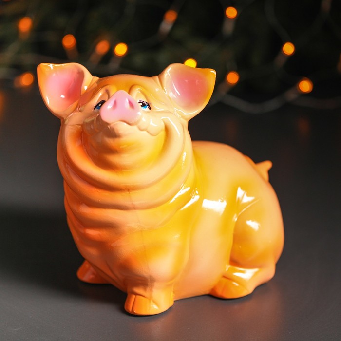 Копилка "Свинка Нюся" персиковая, глянец