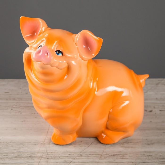 Копилка "Свинка Нюся" персиковая, глянец