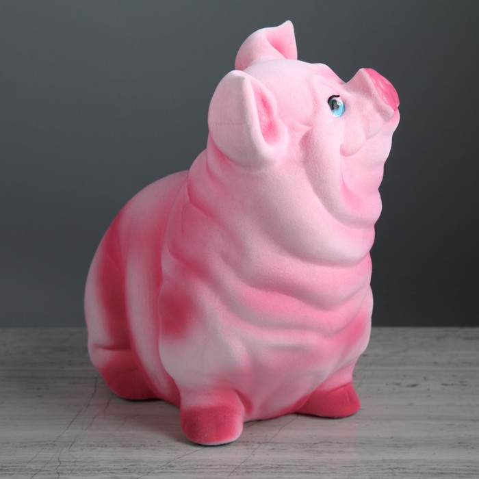 Копилка "Свинка Нюся" розовая, флок