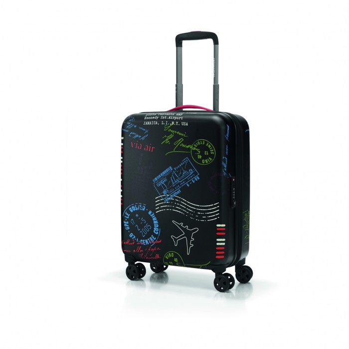 Чемодан 4-х колёсный, размер 40 х 55 х 20 см, цвет чёрный LA7037