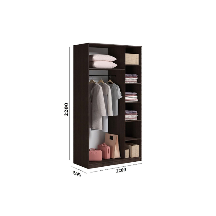 Шкаф 3 двери с зеркалом Светлана 2200х1200х540 Венге/Дуб молочный