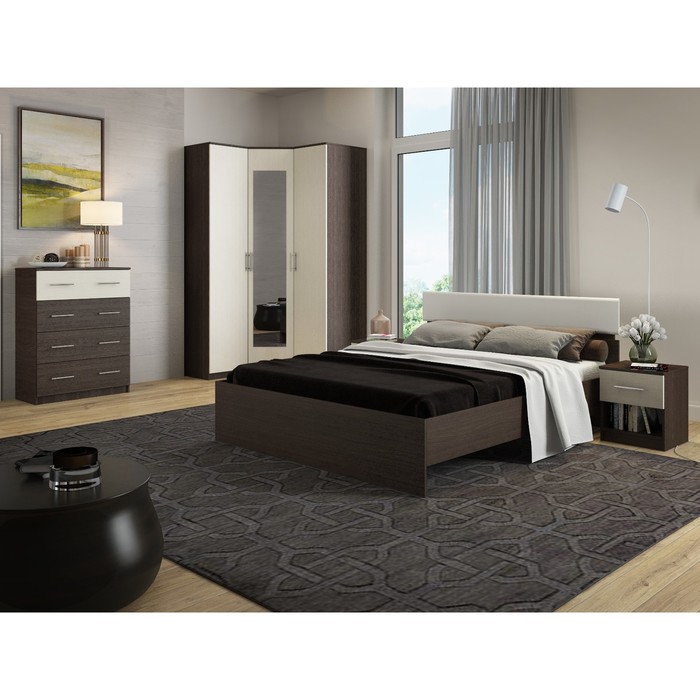 Шкаф 3 двери с зеркалом Светлана 2200х1200х540 Венге/Дуб молочный