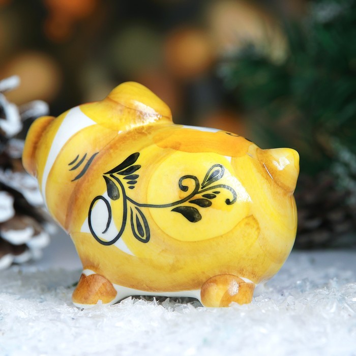 Сувенир «Поросёнок Пончик», 7 см, гжель, цвет