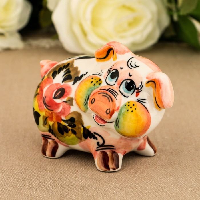Сувенир «Поросёнок Пончик», 7 см, гжель, цвет