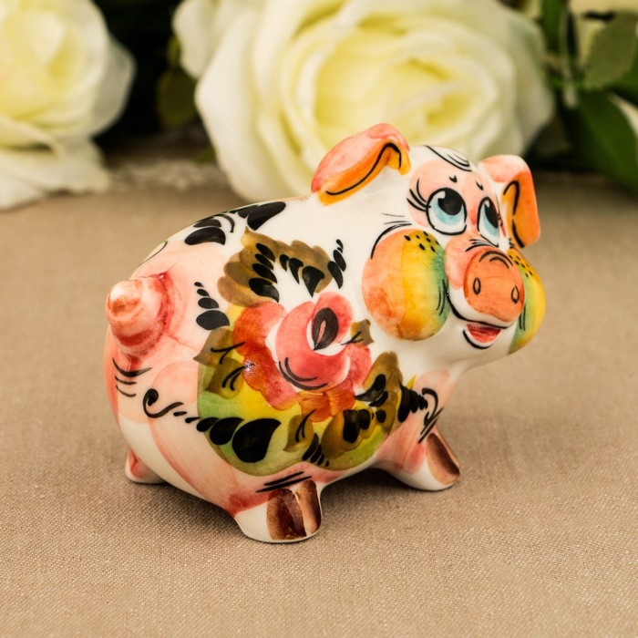 Сувенир «Поросёнок Пончик», 7 см, гжель, цвет