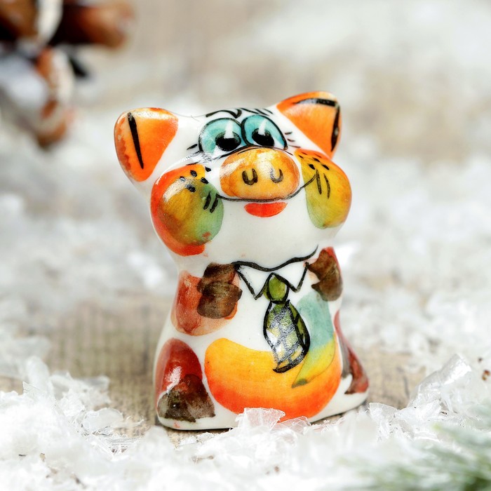 Сувенир «Поросёнок Малютка», 3 см, гжель, цвет