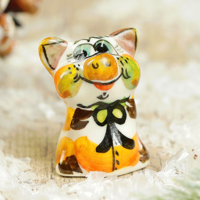 Сувенир «Поросёнок Малютка», 3 см, гжель, цвет