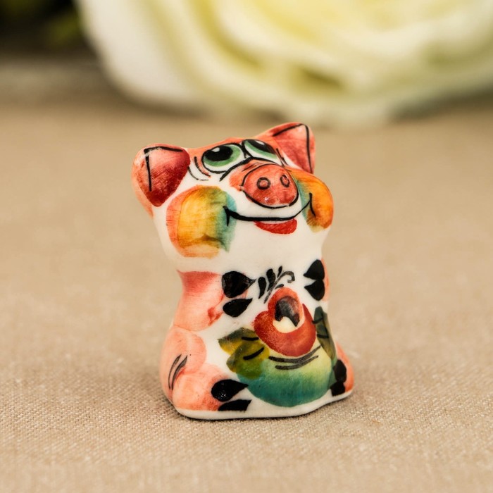 Сувенир «Поросёнок Малютка», 3 см, гжель, цвет